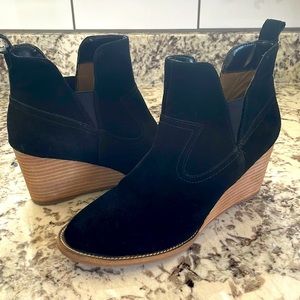 New Blondo Irving Leather Waterproof Wedge Bootie Black, Sz 10